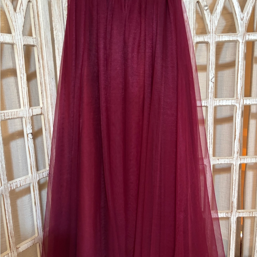 Elegant Burgundy Tulle Skirt